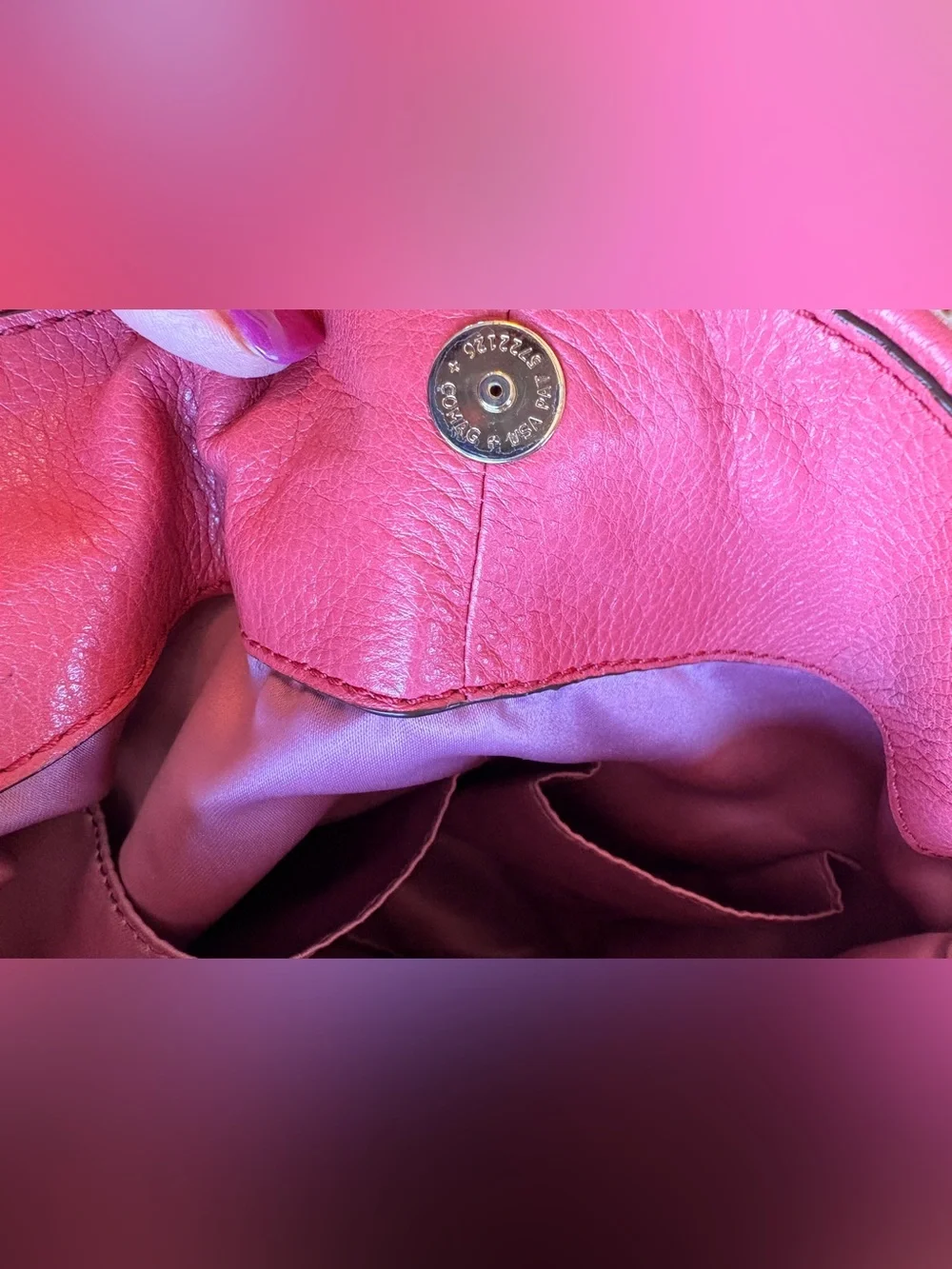 Preloved COACH MADISON PHOEBE LEATHER SHOULDER BAG PURSE PINK PEONY